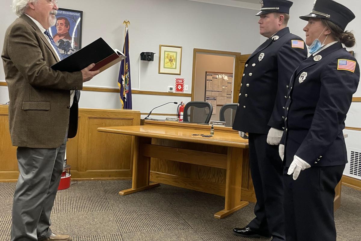 Officiant Talking to Officers During Ceremony 2