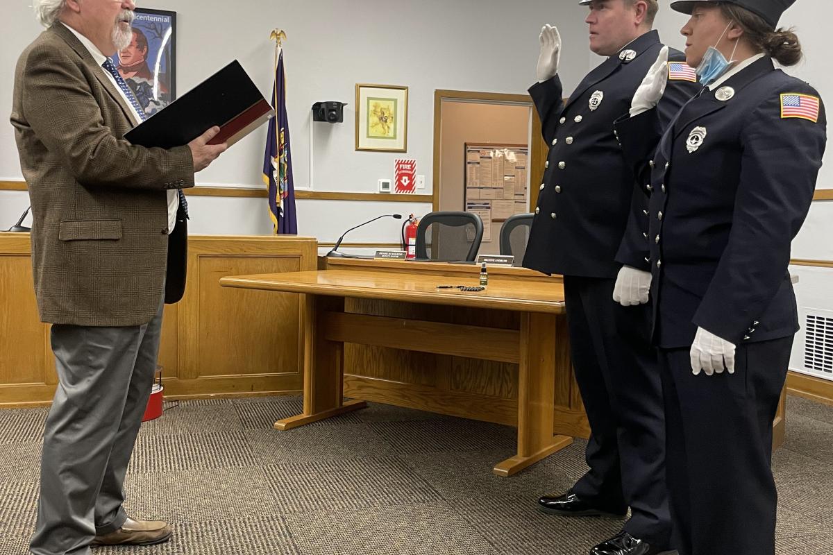 Officiant Talking to Officers During Ceremony 5