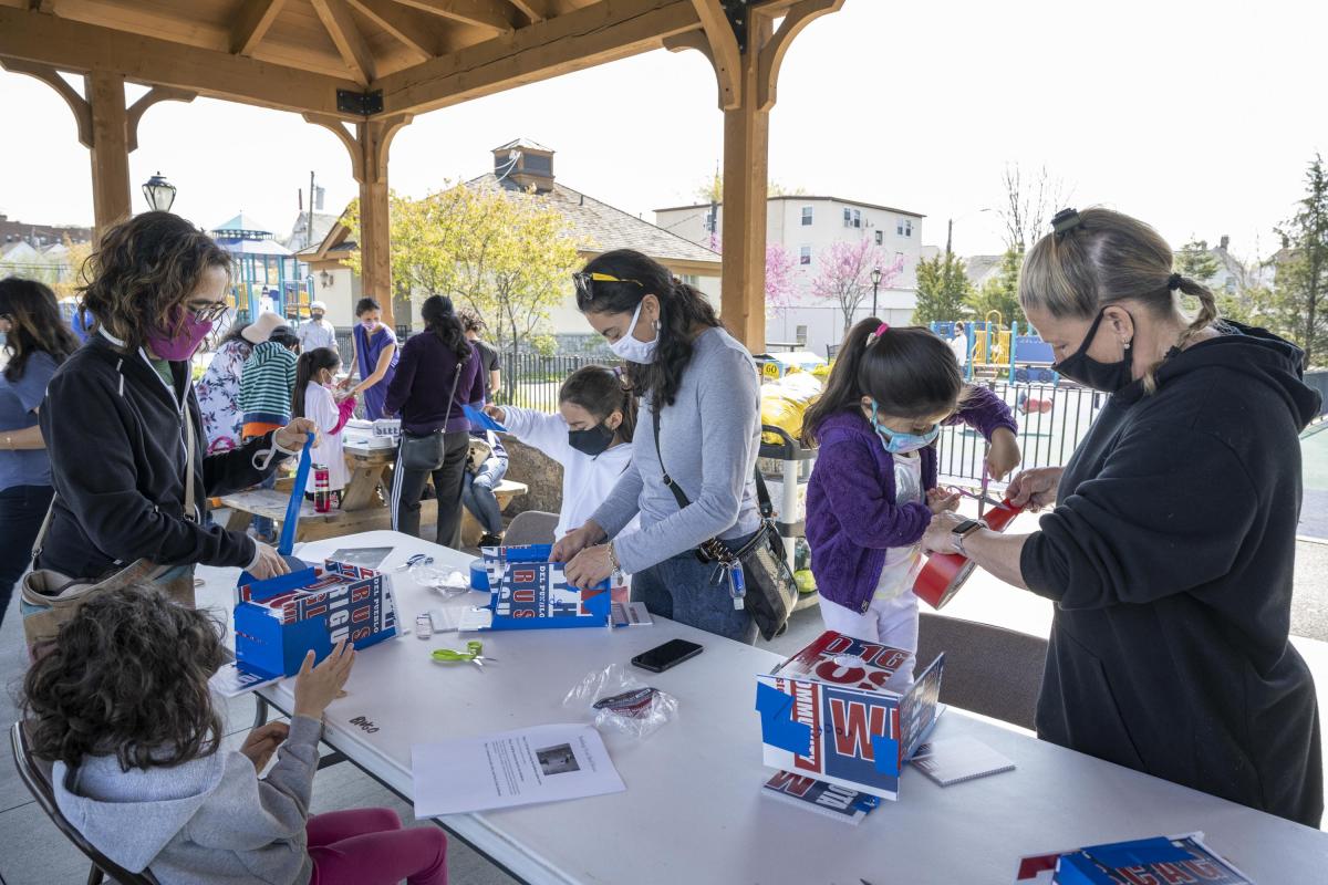 Resdents Busy Building Birdhouses at the Park